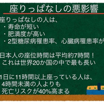 座りっぱなしによる悪影響