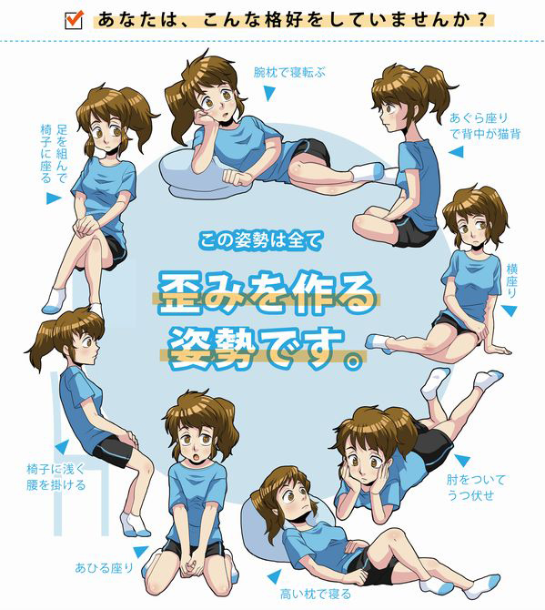 猫背や骨盤のゆがみを生む姿勢を矯正